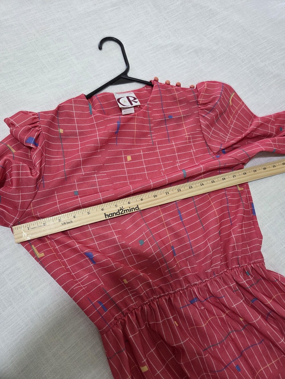 Vintage 90s CR Coral Pink Geometric Dress Womens 12 Medium/large - Picture 11 of 11